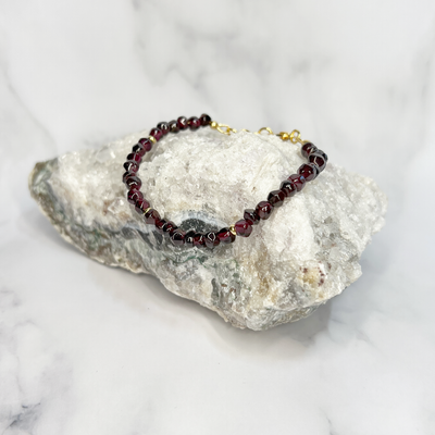 Tumbled Garnet and Gold Filled Accent Bracelet- Artisan Made