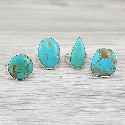 Turquoise Freeform sterling silver Ring - Adjustable