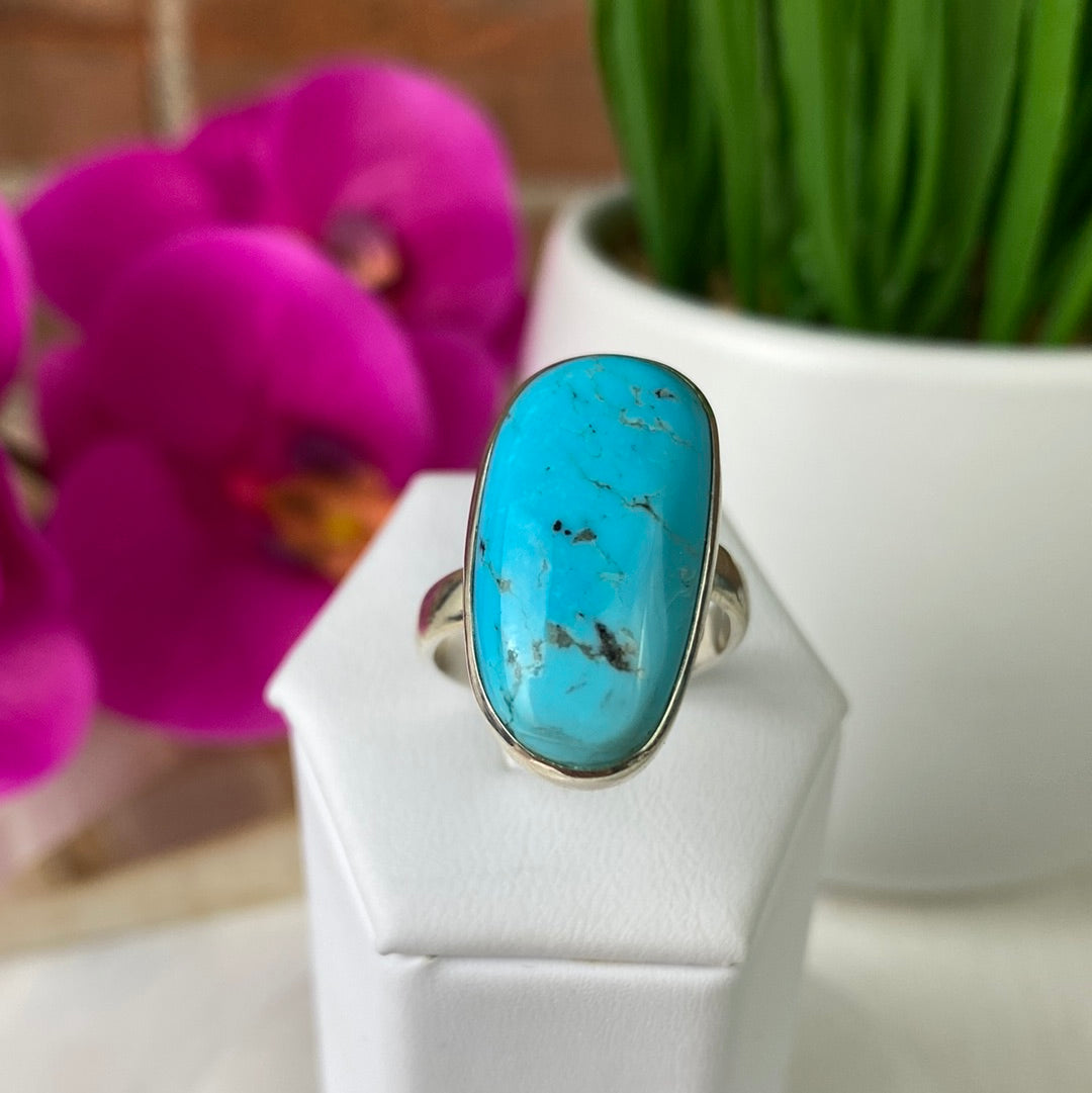 Turquoise Freeform sterling silver Ring - Adjustable