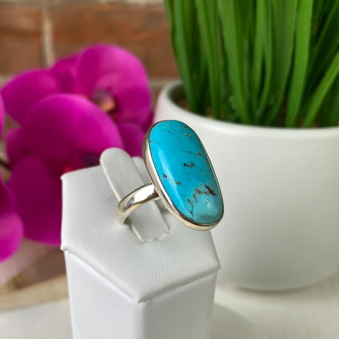 Turquoise Freeform sterling silver Ring - Adjustable