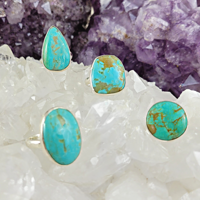 Turquoise Freeform sterling silver Ring - Adjustable