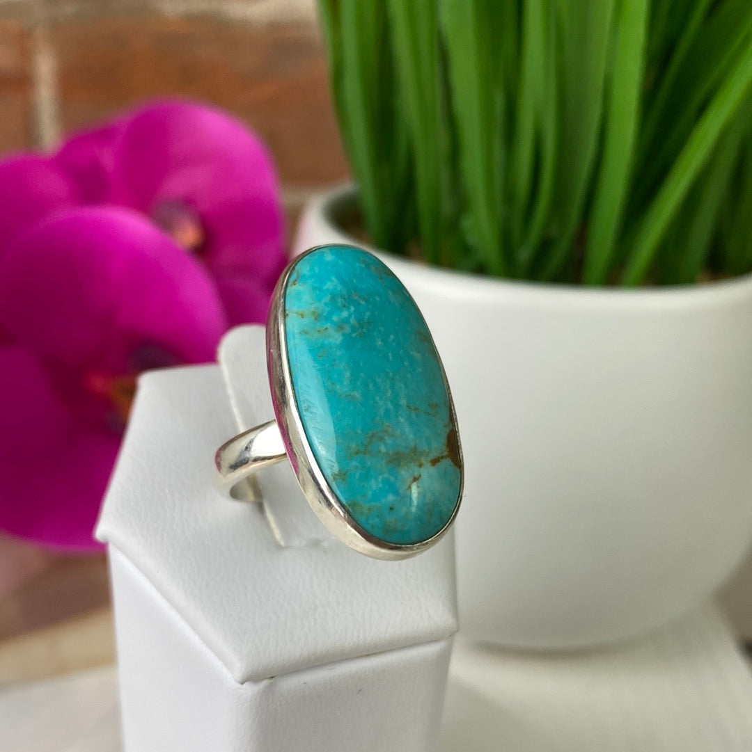 Turquoise Freeform sterling silver Ring - Adjustable