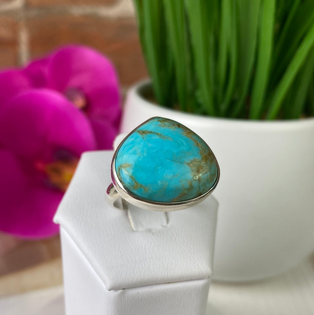 Turquoise Freeform sterling silver Ring - Adjustable