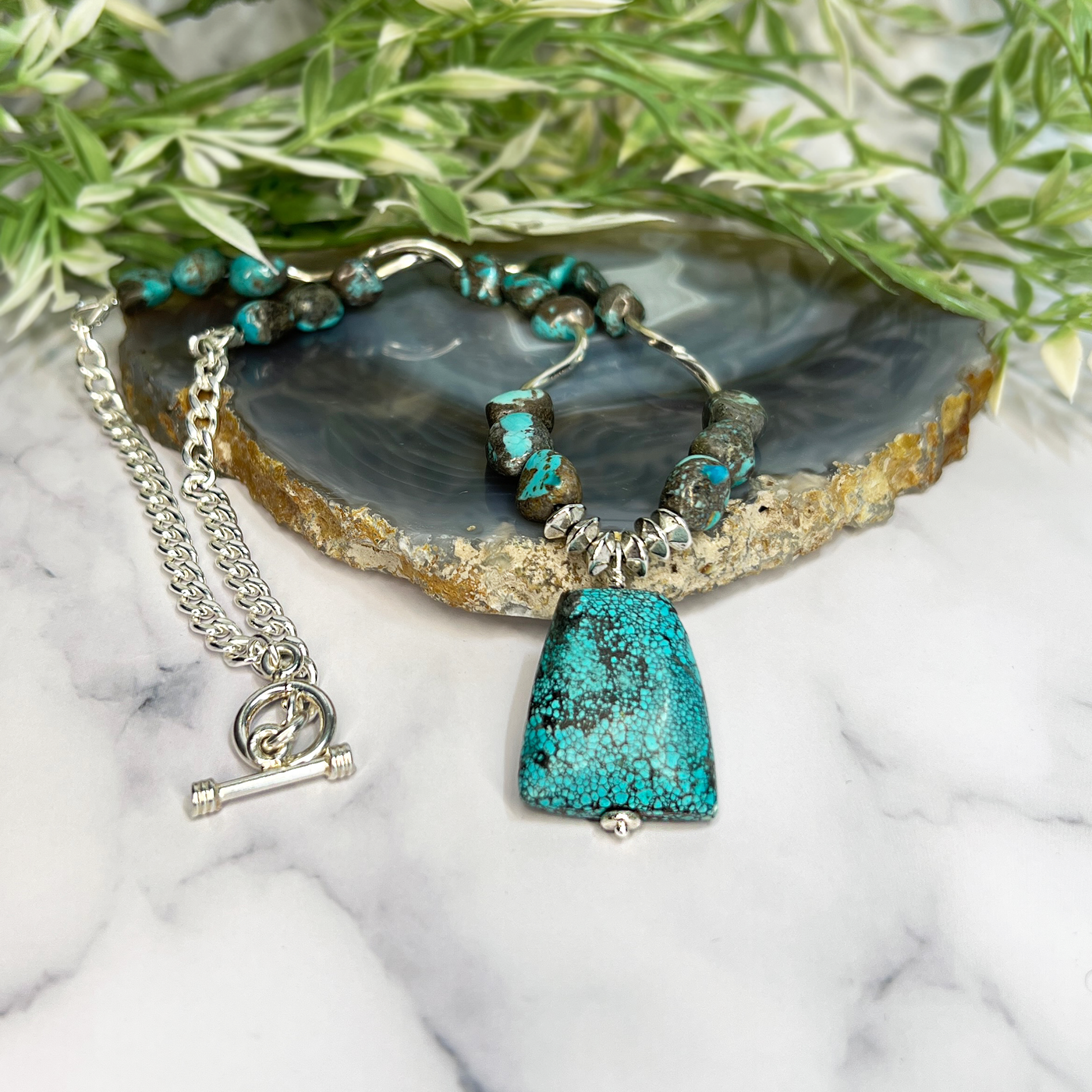 Turquoise and Sterling Silver Necklace - Artisan Made