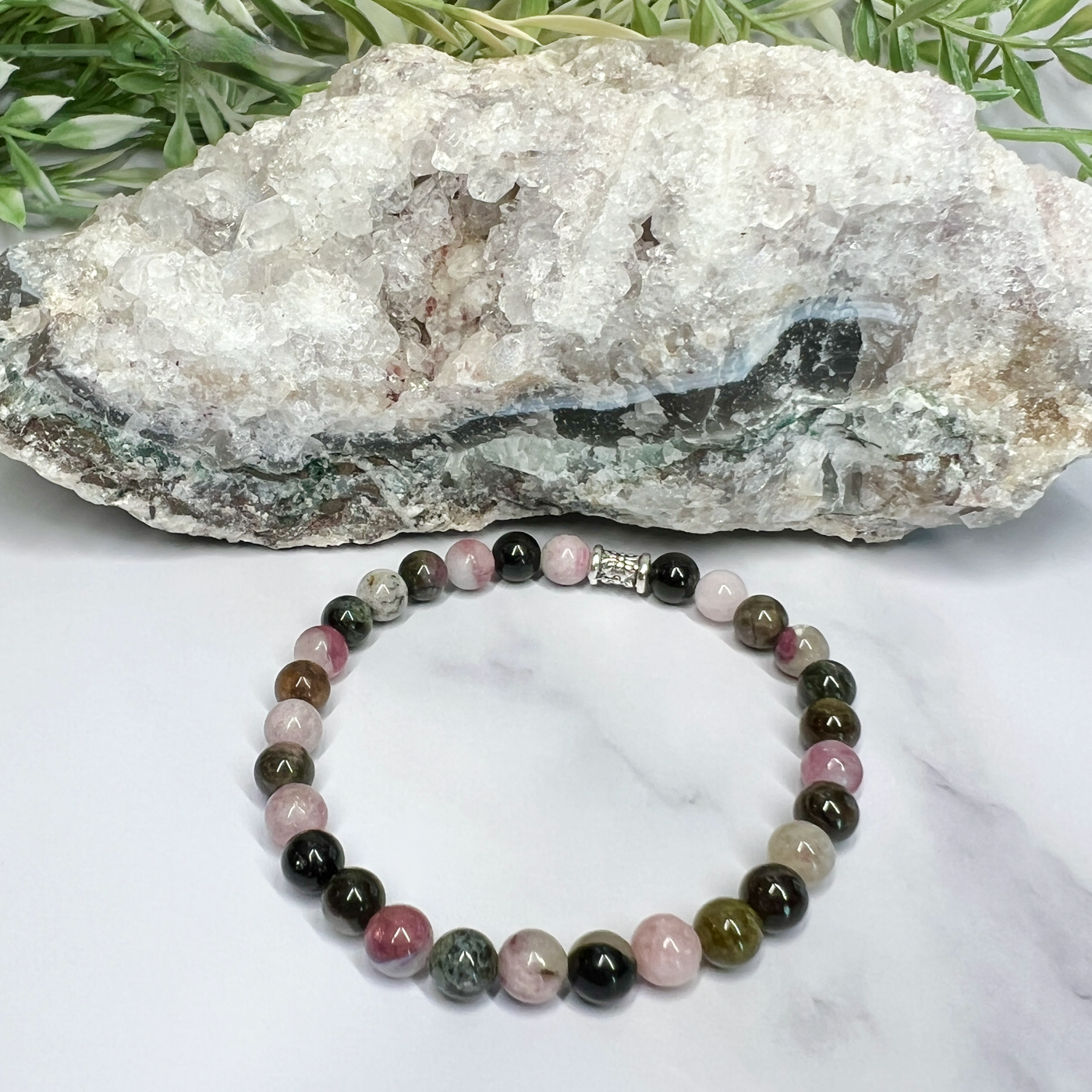 Watermelon Tourmaline Stretch Bracelet- Artisan Made