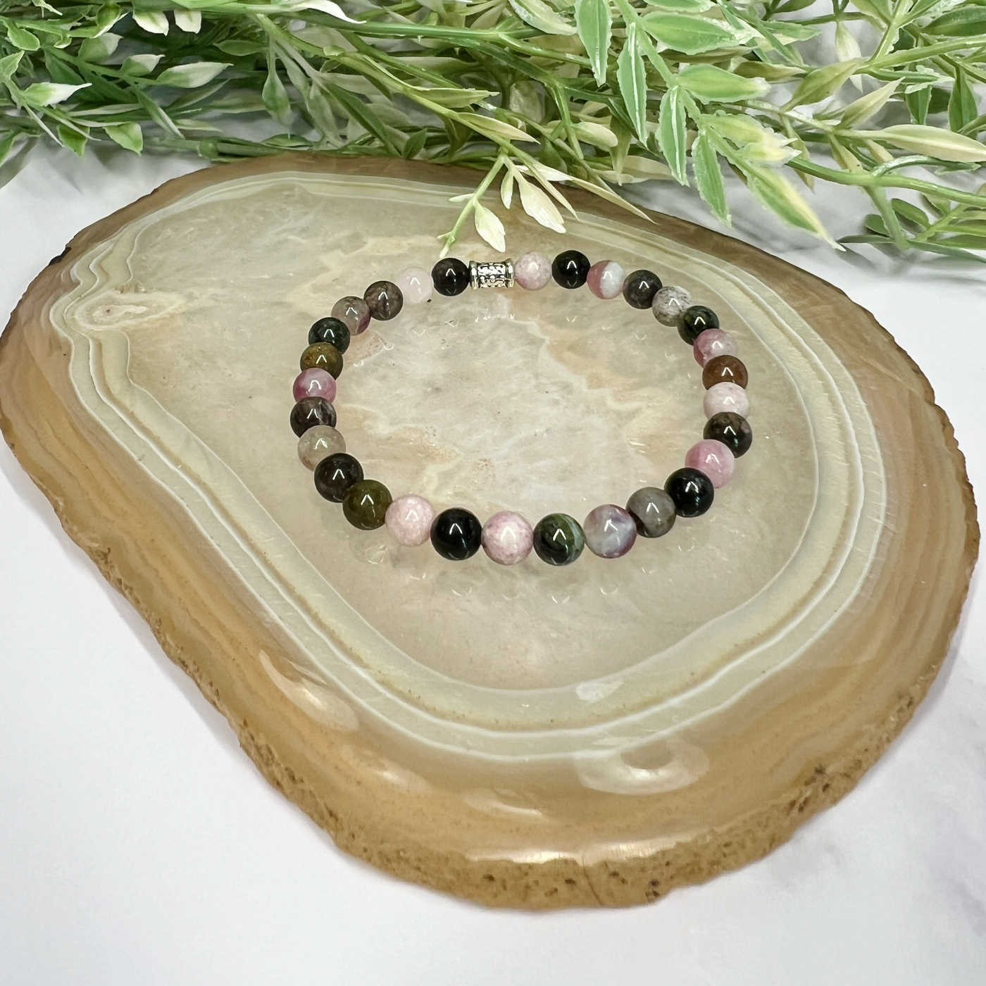 Watermelon Tourmaline Stretch Bracelet- Artisan Made