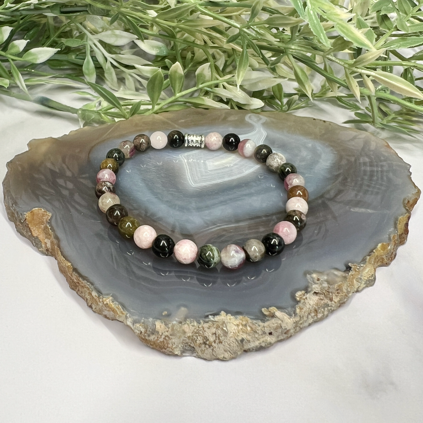 Watermelon Tourmaline Stretch Bracelet- Artisan Made