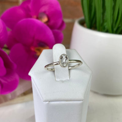 White Topaz Faceted sterling silver Bezel Ring