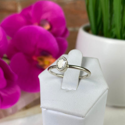White Topaz Faceted Sterling Silver Bezel Ring