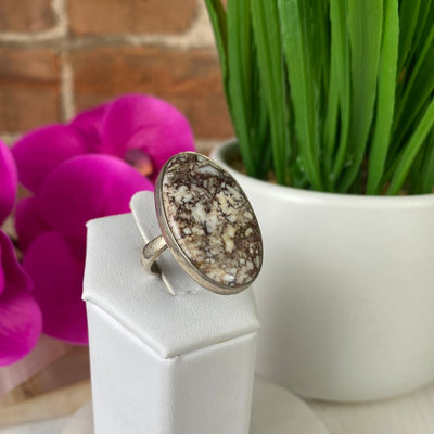 Wild Horse Jasper Ring 1" with sterling silver Adjustable Band