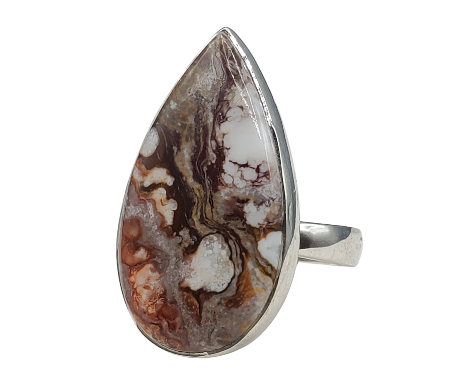 Wild Horse Jasper Ring 1" with sterling silver Adjustable Band
