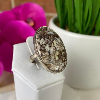 Wild Horse Jasper Ring 1" with sterling silver Adjustable Band