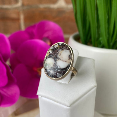 Wild Horse Jasper Ring 1" with sterling silver Adjustable Band