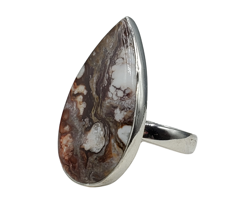 Wild Horse Jasper Ring 1" with sterling silver Adjustable Band