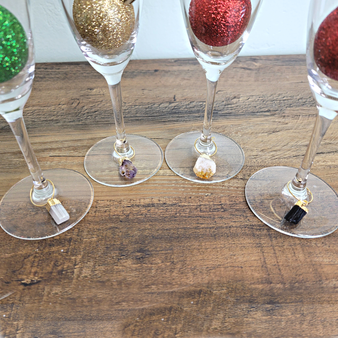 Wine Glass Charms Set of 4-Agate or Assorted Gemstones