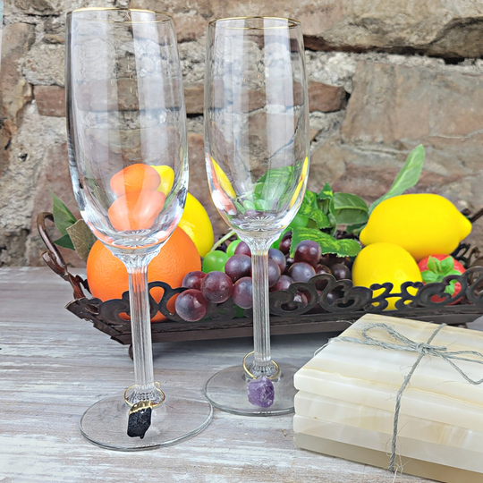 Wine Glass Charms Set of 4-Agate or Assorted Gemstones