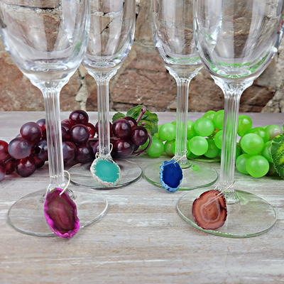Wine Glass Charms Set of 4-Agate or Assorted Gemstones