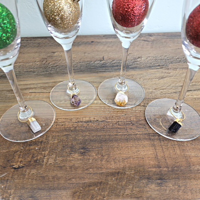Wine Glass Charms Set of 4-Agate or Assorted Gemstones