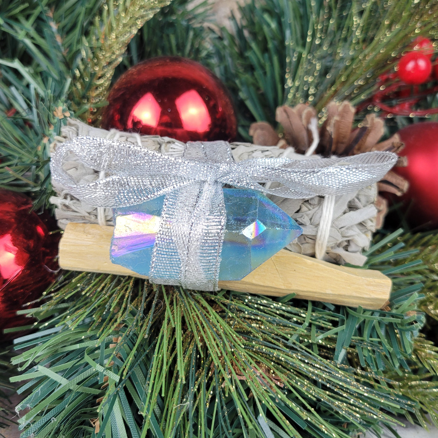 Winter Intention Bundle with Blue Aura Quartz-Handmade