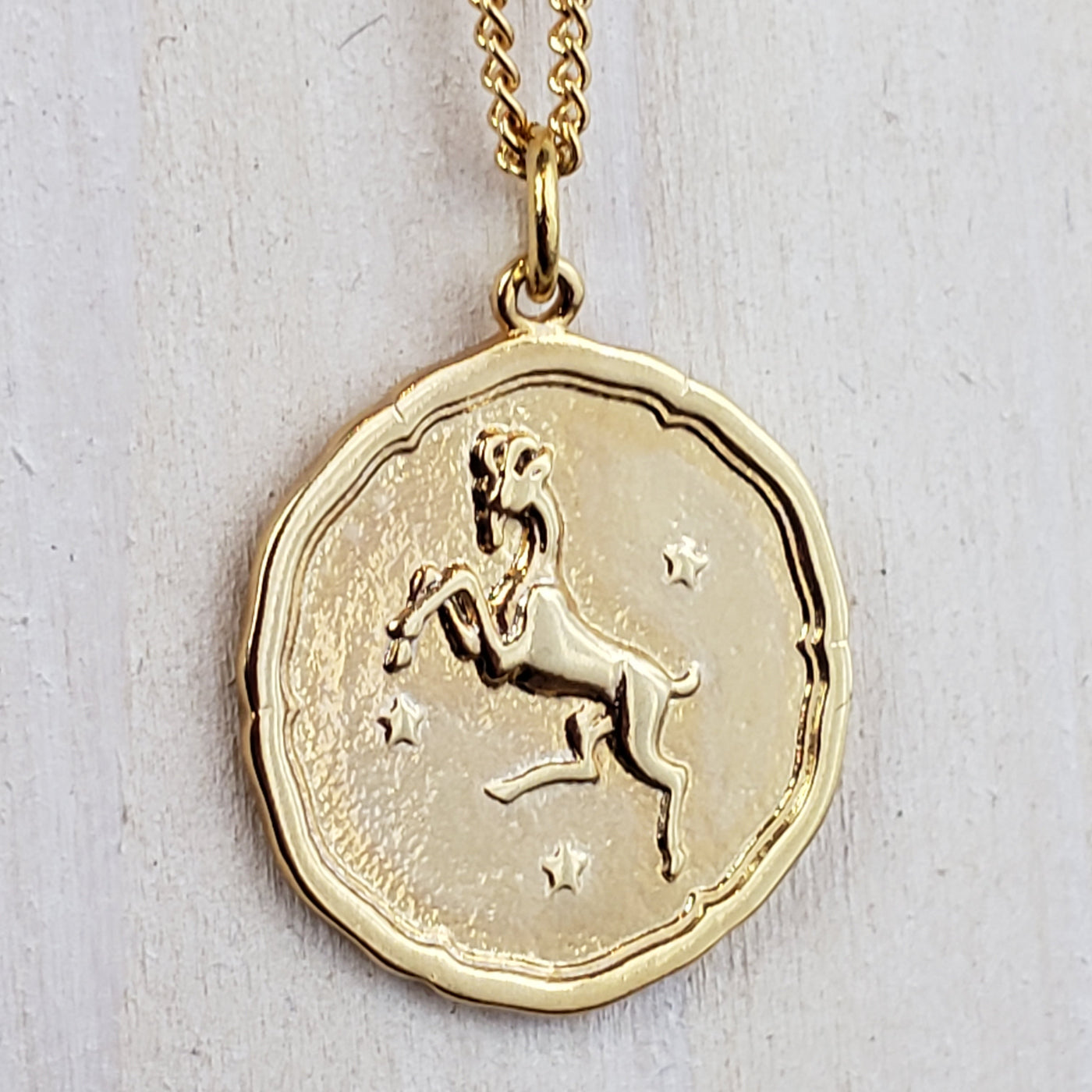 Zodiac Sign Single Layer Medallion Necklace-silver or gold