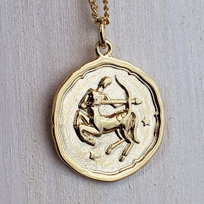 Zodiac Sign Single Layer Medallion Necklace-silver or gold