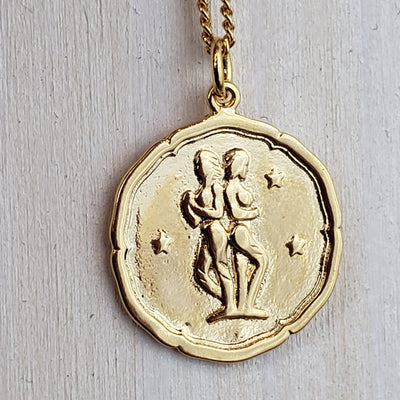 Zodiac Sign Single Layer Medallion Necklace-silver or gold