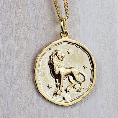 Zodiac Sign Single Layer Medallion Necklace-silver or gold