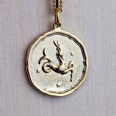 Zodiac Sign Single Layer Medallion Necklace-silver or gold