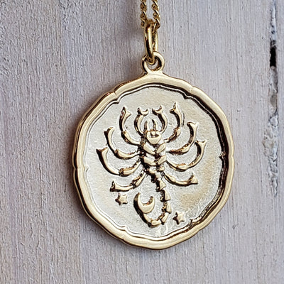Zodiac Sign Single Layer Medallion Necklace-silver or gold