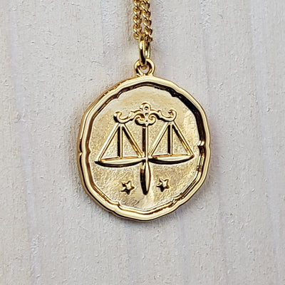 Zodiac Sign Single Layer Medallion Necklace-silver or gold