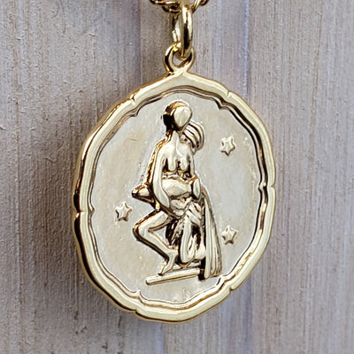 Zodiac Sign Single Layer Medallion Necklace-silver or gold