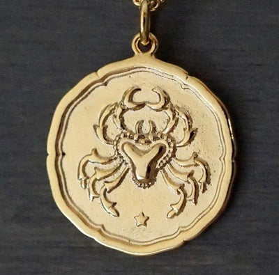 Zodiac Sign Single Layer Medallion Necklace-silver or gold