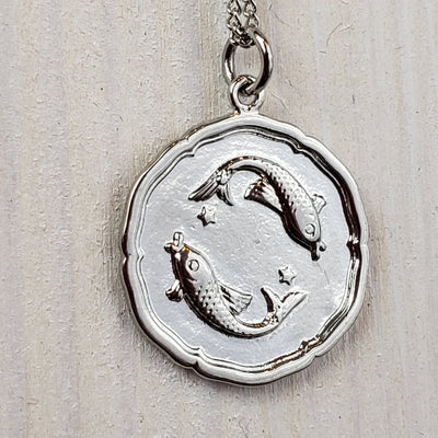 Zodiac Sign Single Layer Medallion Necklace-silver or gold