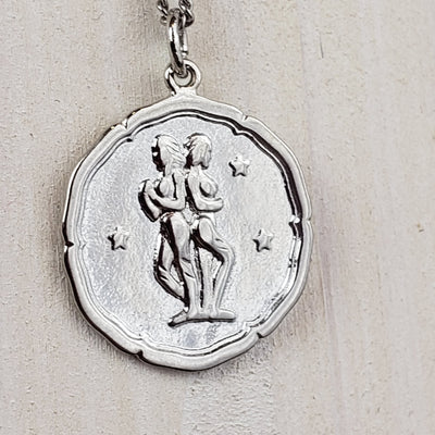 Zodiac Sign Single Layer Medallion Necklace-silver or gold