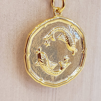 Zodiac Sign Single Layer Medallion Necklace-silver or gold