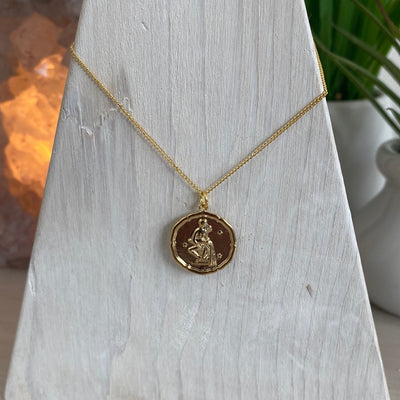 Zodiac Sign Single Layer Medallion Necklace-Silver or Gold