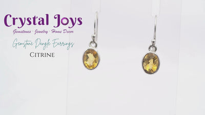 Citrine Faceted Oval Dangle Earrings .75”