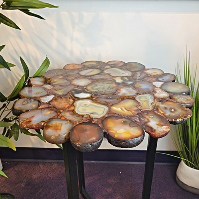 Agate Slice Round Table in resin - 21" Across