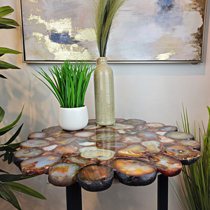 Agate Slice Round Table in resin - 21" Across