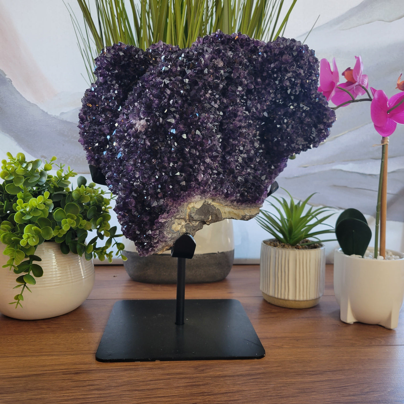 Amethyst Cluster on Stand Statement Piece - 14"x16"