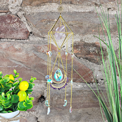 Amethyst Crystal Suncatcher with Crystal Prism