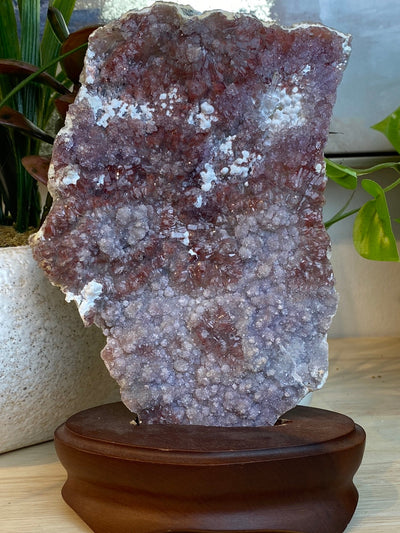 Amethyst Specimen with Calcite on Stand (6” x 4”)