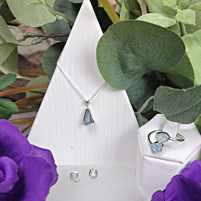 Aquamarine Rough Jewelry Set