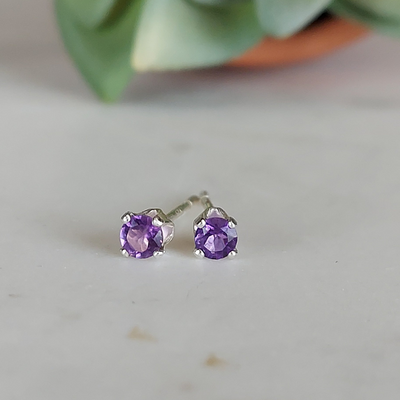 Assorted Faceted Gemstone Prong Sterling Silver Stud Earrings .25cm