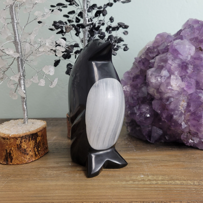 Black Onyx Penguin Sculpture