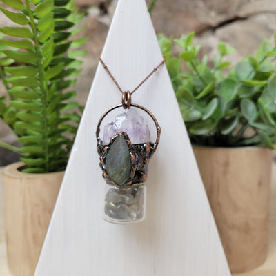 Bohemian Style Gemstone Bottle Necklace w/ Accent Stone-Variants