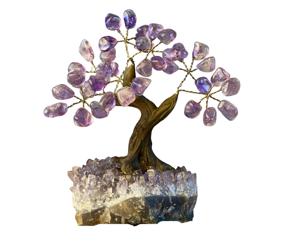 Bonsai Tree with Gemstone Base Large - Various Stones 4.5" x 5.75"