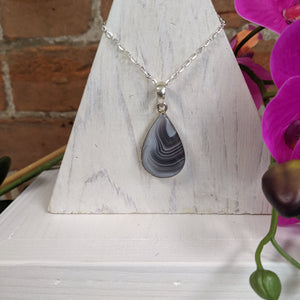 Botswana Agate Pendant in Sterling Silver