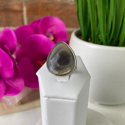 Botswana Agate Polished Ring with Sterling Silver Adjustable Band