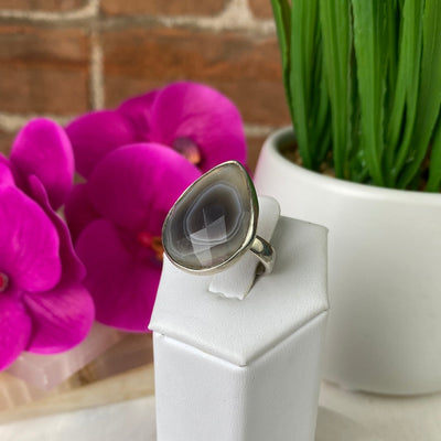 Botswana Agate Polished Ring with Sterling Silver Adjustable Band